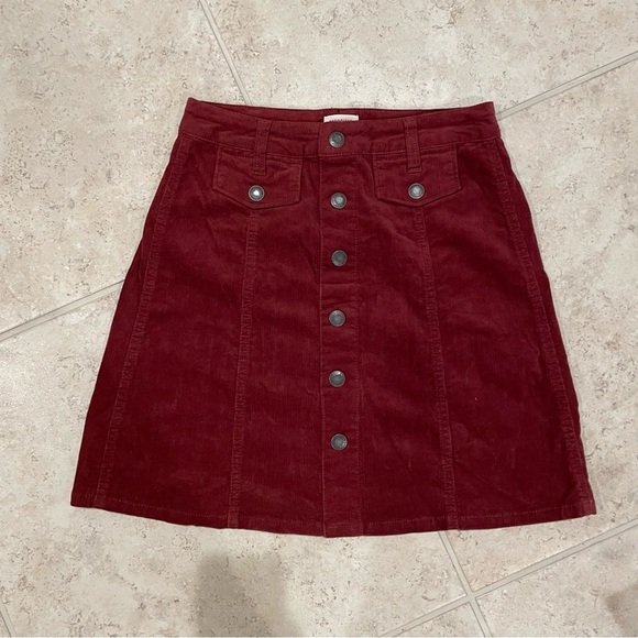 Urban Outfitters Dresses & Skirts - Urban Outfitters Burgundy Comfy Corduroy Textured Mini Pencil PocketCasual Skirt